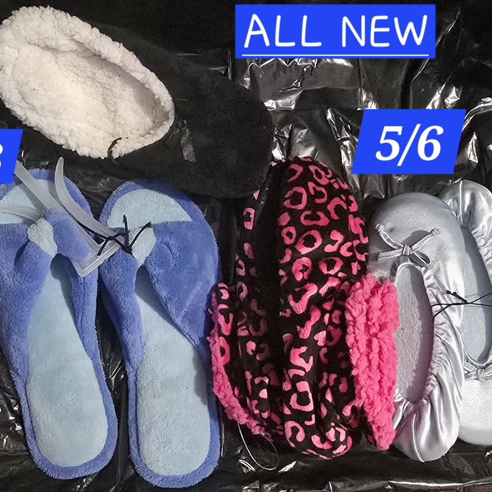 NWOT--Assorted Cozy Slippers - Black, Blue, Pink, Silver